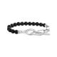 Armband aus Onyx-Beads und Ankerelementen mit weißen Steinen Silber