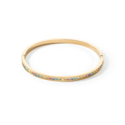 Armreif Edelstahl & Kristalle slim gold multicolor pastell 17