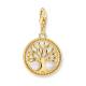Charm-Anhänger Tree of Love mit weißer Kaltemaille vergoldet
