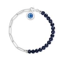Charm-Carrier: Gliederarmband mit dunkelblauen Beads
