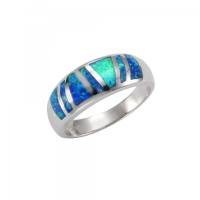Ring 925/- Sterling Silber rhodiniert synthetischer Opal