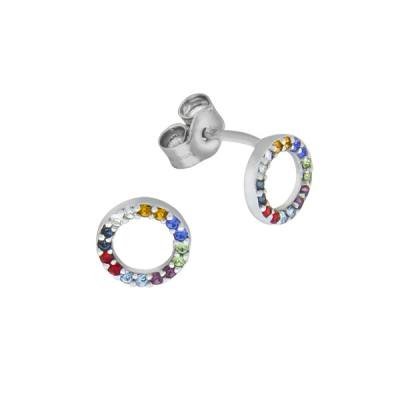 Ohrstecker 925/- Sterling Silber rhodiniert 0,7 cm Kristall