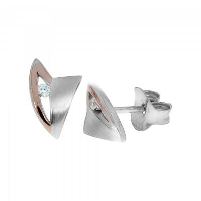 Ohrstecker 925/- Sterling Silber rotvergoldet 0,6 cm Zirkonia