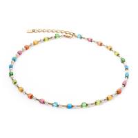 Halskette Mini Cubes & Pearls Mix Gold-Rainbow