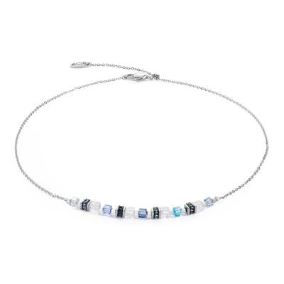 Halskette Mini Cubes & Chain Silber-Blau