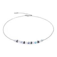 Halskette Mini Cubes & Chain Silber-Blau