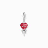 Charm-Anhänger roter Herz-Lollipop Silber