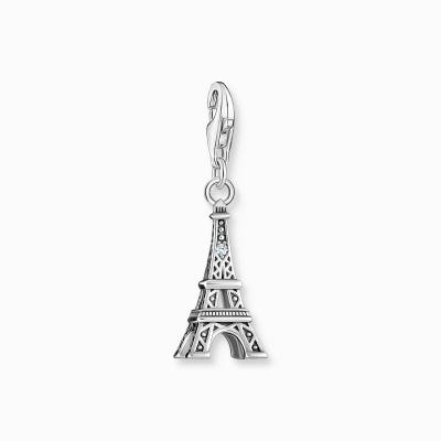 Charm-Anhänger Eiffelturm mit weißem Zirkonia Silber