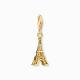 Charm-Anhänger Eiffelturm mit weißem Zirkonia vergoldet