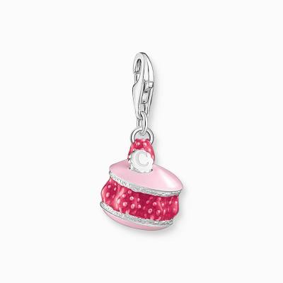 Charm-Anhänger Himbeer-Macaron pink Silber