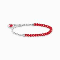 Member Charm-Armband rote Beads und Gliederelemente Silber