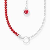 Member Charm-Kette rote Beads und Gliederelemente Silber
