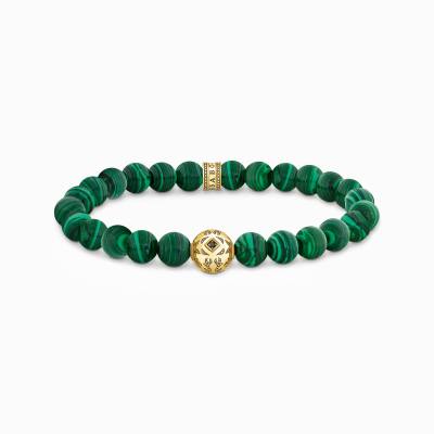 Beads-Armband aus grünen Steinen vergoldet