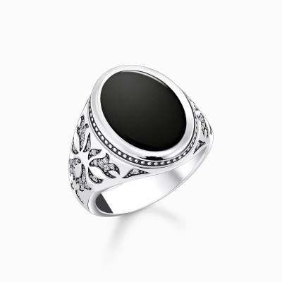 Siegelring mit schwarzem Onyx Silber geschwärzt