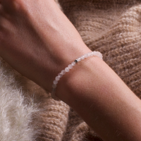 Rosenquarz Armband Naturstein Perlen Armband mit Silberperle