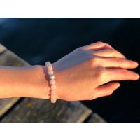 Rosenquarz Naturstein Perlen Armband mit Silberperle Uni