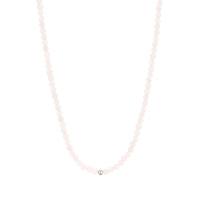 Rosenquarz Naturstein Perlen Halskette mit Verschluss