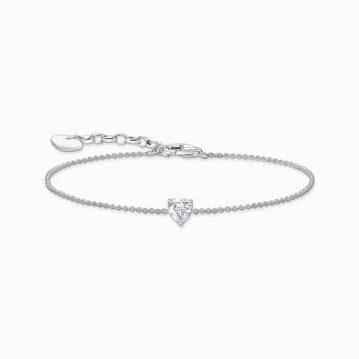 Armband mit weißem Zirkonia-Herz Silber