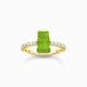 Ring mit grünem Mini-Goldbären und Steinen vergoldet