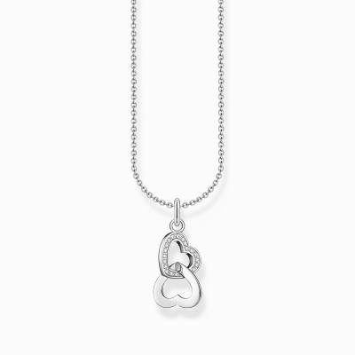 Kette mit Anhänger verschlungene Herzen Silber 38-45cm