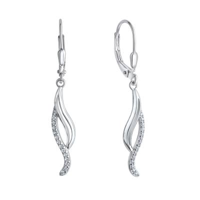 Ohrhänger 925/- Sterling Silber rhodiniert 3,9 cm Zirkonia