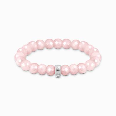 Charm-Armband Rosenquarz-Beads oval