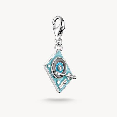 Charm-Anhänger Plattenspieler Silber