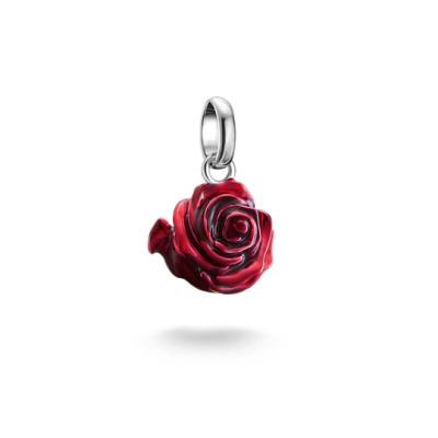 Charm-Anhänger Rosenblüte rot Connect Silber