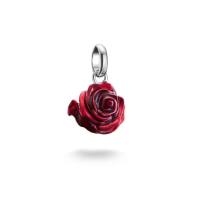 Charm-Anhänger Rosenblüte rot Connect Silber