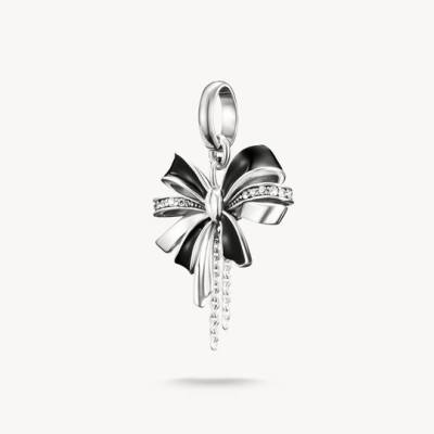 Charm-Anhänger Schleife schwarz Connect Silber