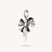 Charm-Anhänger Schleife schwarz Connect Silber
