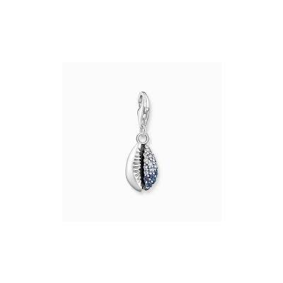 Charm-Anhänger Muschel mit blauen Steinen silber