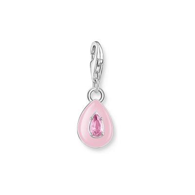 Charm-Anhänger pinker Tropfen Silber