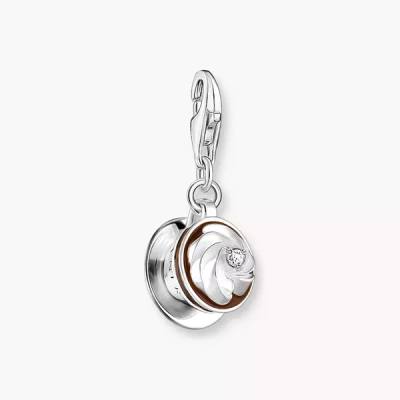 Charm-Anhänger Wiener Kaffeehaus mit weißem Stein Silber