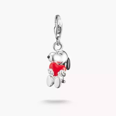 Charm-Anhänger Snoopy mit Herz PEANUTS Original Silber