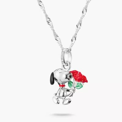 Kette Snoopy mit Rosen Anhänger PEANUTS Silber