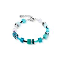 GeoCUBE® Iconic Armband Teal silber