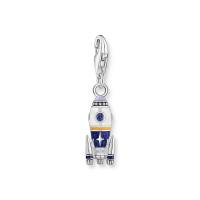Charm-Anhänger Rakete mit bunter Kaltemaille Silber...