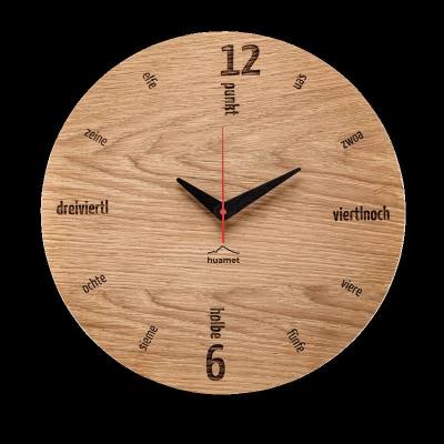 Huamet Holz-Wanduhr Alternate Eiche rund