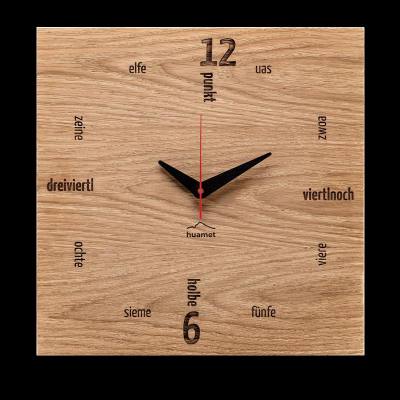 Huamet Holz-Wanduhr Alternate Eiche eckig