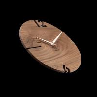 Huamet Holz-Wanduhr Puhr Nuss rund