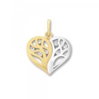 Anhänger Herz Zirkonia 333/- Gelbgold teil-rhodiniert