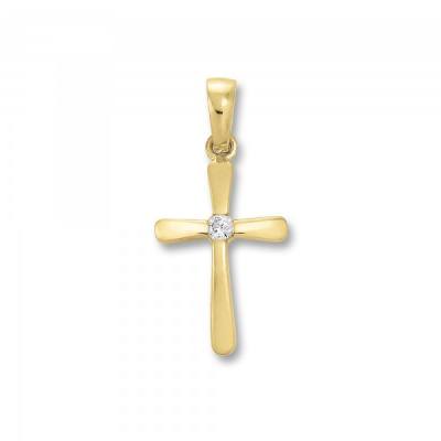 Anhänger Kreuz Zirkonia 333/- Gelbgold Edelstein weiß