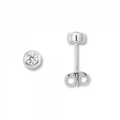 Ohrstecker Zarge O 3,0 mm Zirkonia 925/- Silber rhodiniert