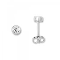 Ohrstecker Zarge O 3,0 mm Zirkonia 925/- Silber rhodiniert