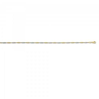 Kette Singapur 2,40 mm 333/- Gelbgold teil-rhodiniert 45 cm
