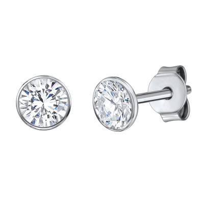 Ohrstecker 925/- Sterling Silber rhodiniert 1 cm Zirkonia