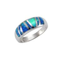 Ring 925/- Sterling Silber rhodiniert synth. Opal