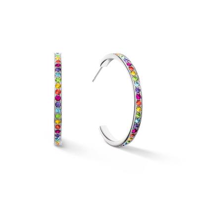 Ohrringe Creole 30 Edelstahl & Kristalle silber multicolor