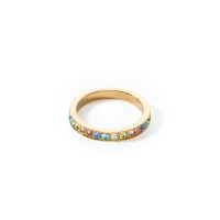 Ring Edelstahl & Kristalle gold multicolor pastell